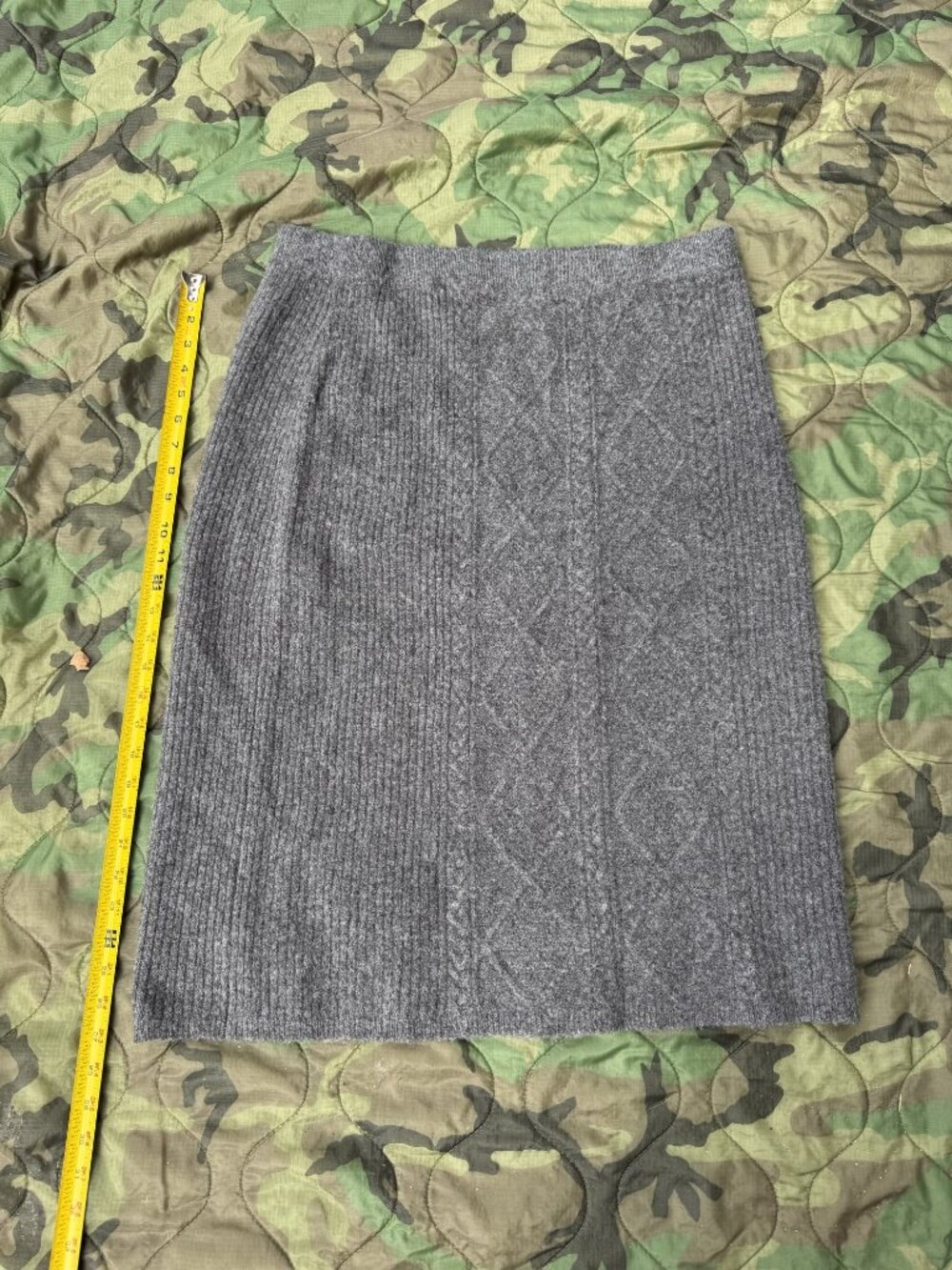 Talbots Petite Cable Knit Pencil Skirt Gray Sz L
